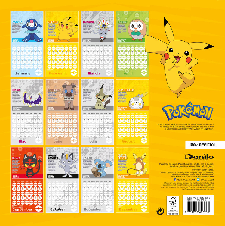 Pokémon – Calendrier pixels – Calendrier annuel 2024 – Dès 5 ans, The  Pokémon Company
