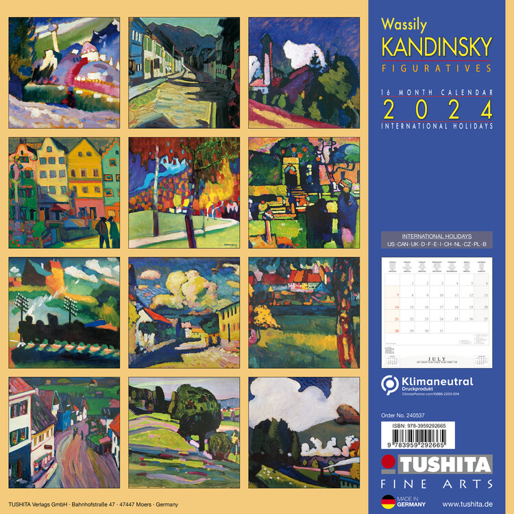 CALENDRIER 2024 KANDINSKY FIGURATIF - ART ABSTRAIT - ART MODERNE -  GEOMETRIQUE - COULEURS (TS) + offert un agenda de poche