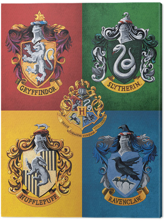 Canvas Wall Art Harry Potter - Colourful Crests | Canvas Prints ...