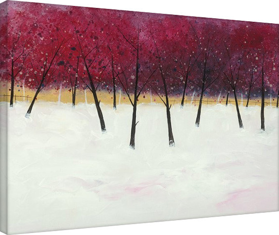 Print op canvas Stuart Roy - Red Trees on White
