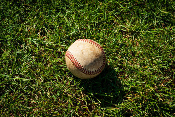 Schilderij op canvas Baseball on grass field