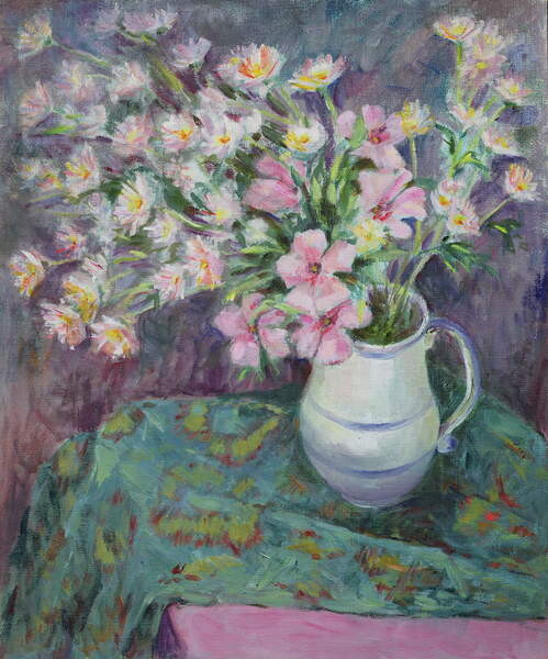 Schilderij op canvas Pink Flowers in a Jug