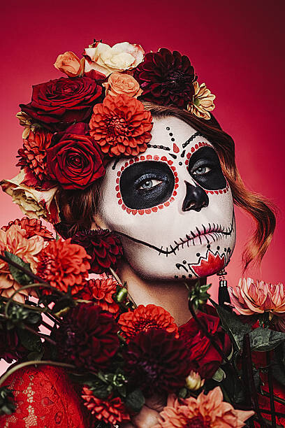 Schilderij op canvas Sugar skull creative make up for halloween