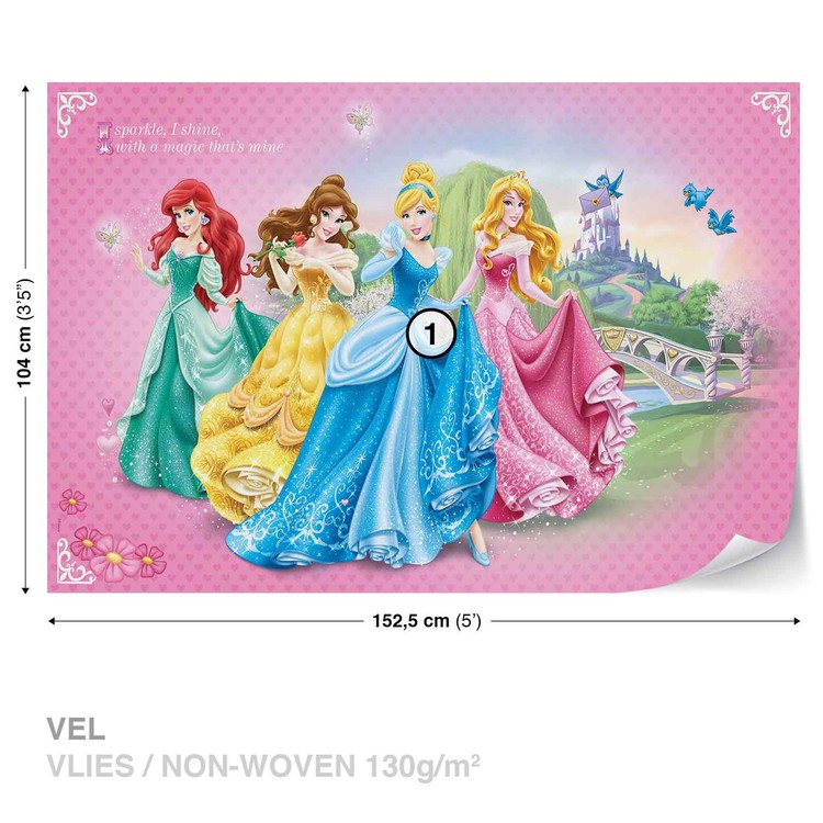 Adesivi da parete delle Principesse Disney Belle, Ariel e Aurora