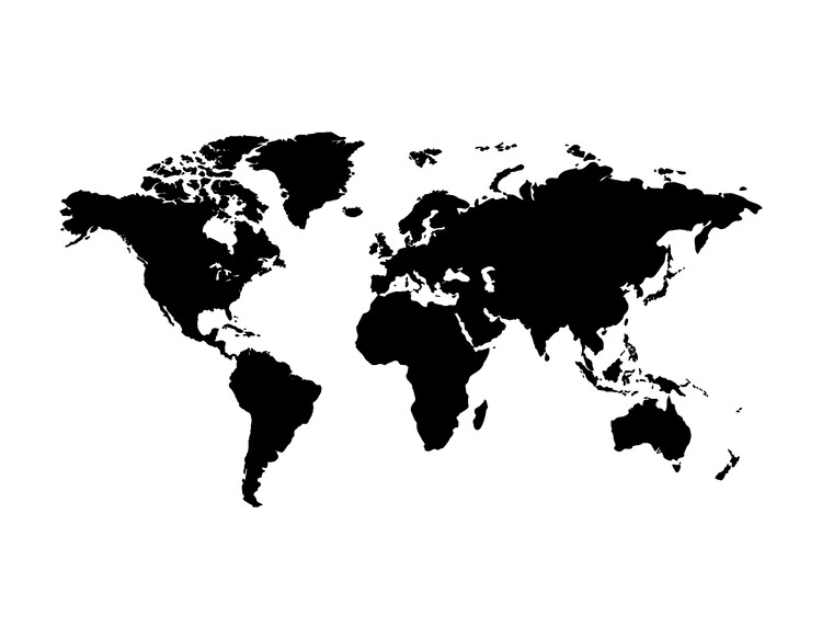 Carta da parati Worldmap black white background