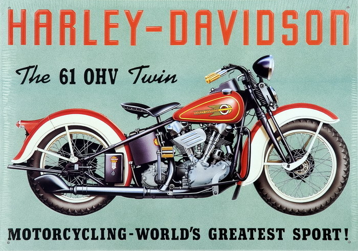 Cartel Chapa Harley Davidson Retro 10 x 14 cm 