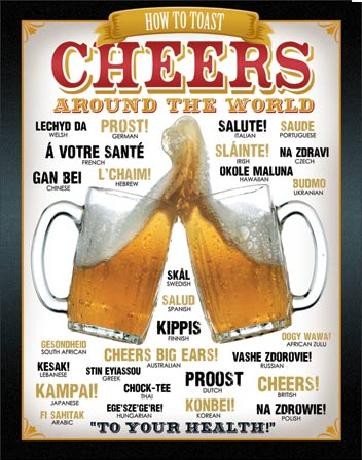 Cartello in metallo BEER - Cheers Around The World