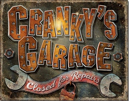 Cartello in metallo Cranky's Garage