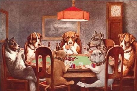 Cartello in metallo DOGS PLAYING POKER
