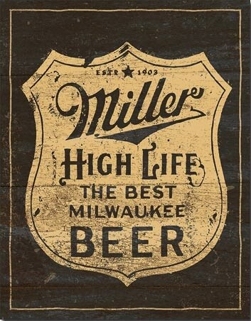 Cartello in metallo Miller - Vintage Shield