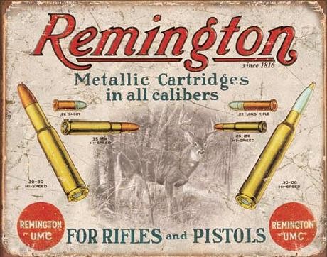Cartello in metallo REM - REMINGTON - For Rifles & Pistols