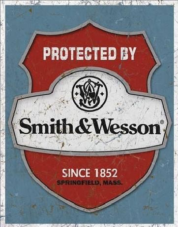 Cartello in metallo S&W - protected by