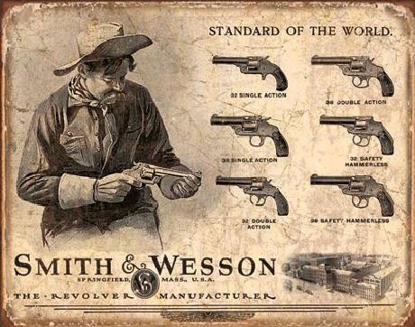 Cartello in metallo S&W - SMITH & WESSON - Revolver Manufacturer