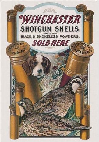 Cartello in metallo WIN - dog & quail