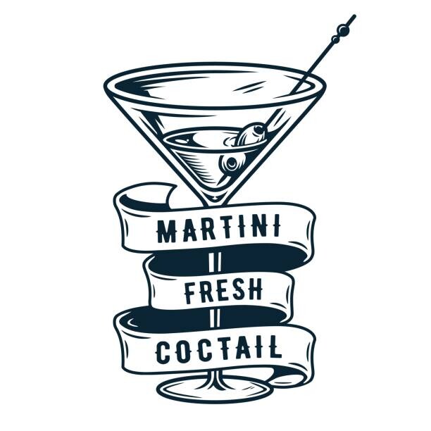 Samolepka Cocktail martini glass with olives ribbon bar