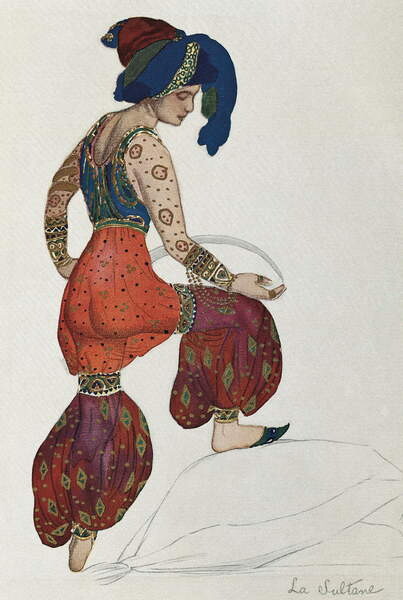 Tričko Costume of Vaslav Nijinsky or Nijinski (1889-1950)  fr the character of the sultane in the ballet Sheherazade 1910