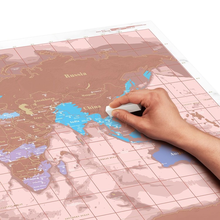 Stírací mapa World Rose Gold Edition
