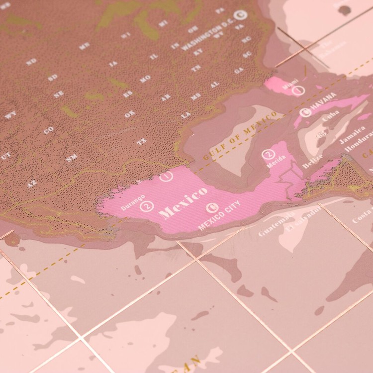 Stírací mapa World Rose Gold Edition