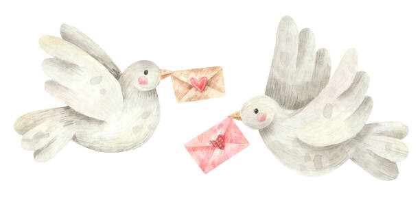 Sticker doves with love letters