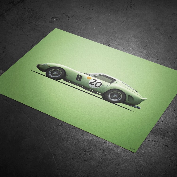 Umělecký tisk Ferrari 250 GTO - Green - 24h Le Mans - 1962