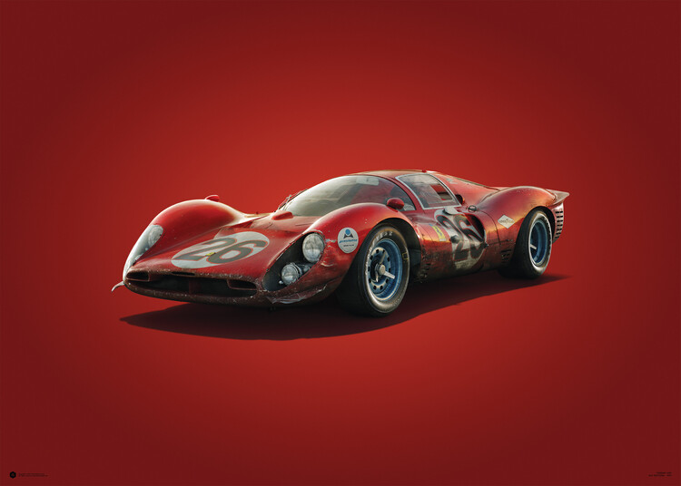 Umělecký tisk Ferrari 412P - Red - Daytona - 1967