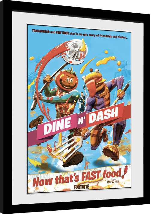 Zarámovaný plakát Fortnite - Dine n Dash