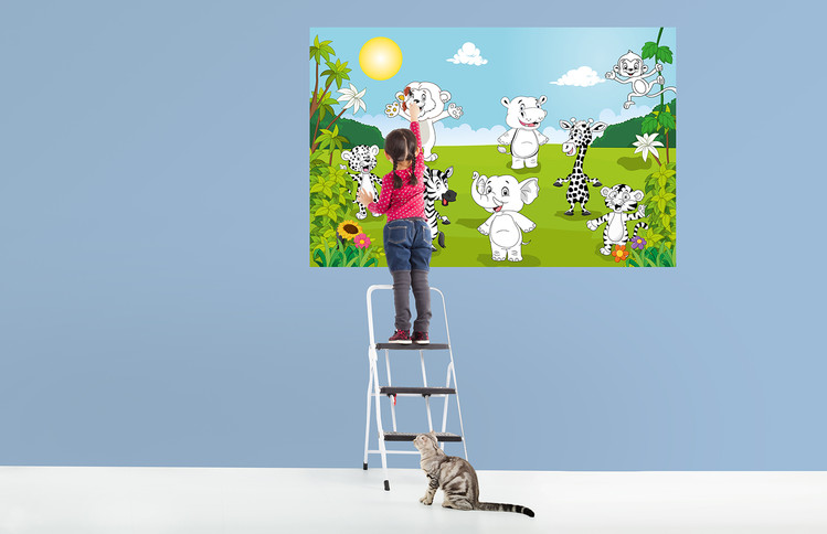 Happy Animals - COLOR IT YOURSELF Fotobehang
