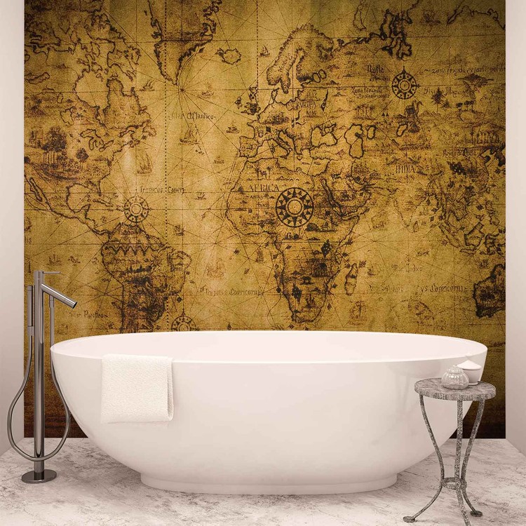 Sepia World Map Vintage Fotobehang