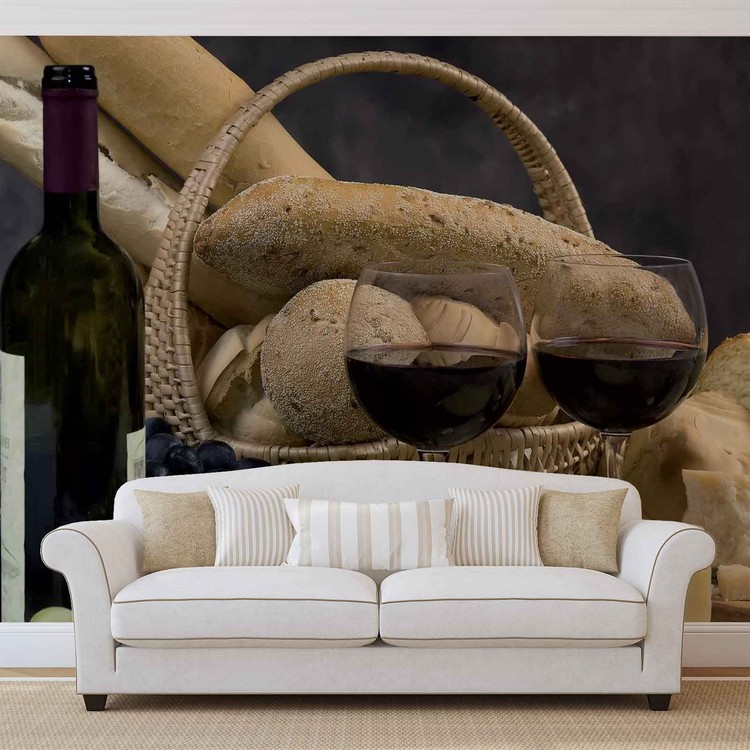 Wine And Bread Fotobehang