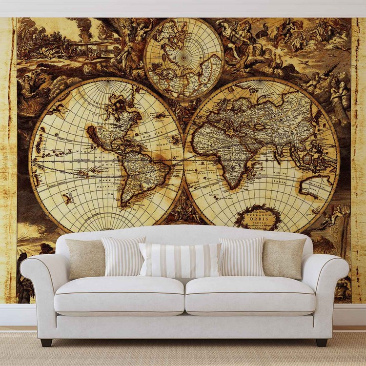 World Map Vintage Fotobehang