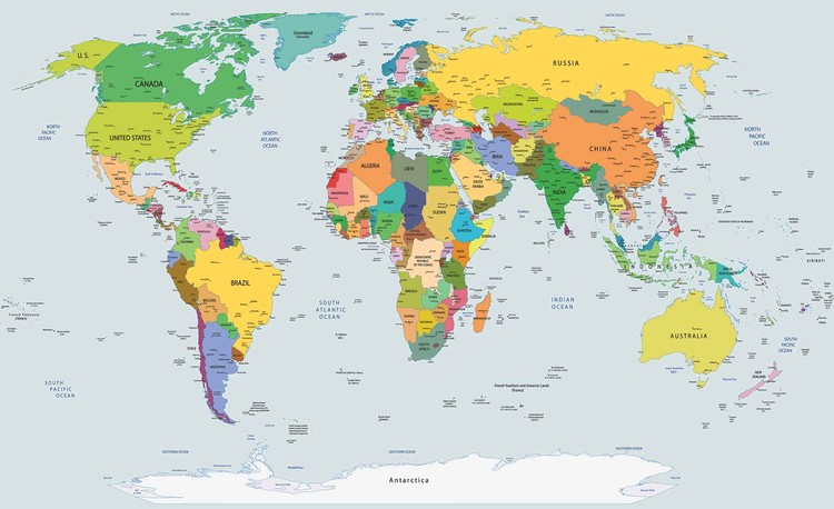 Fotomural Mapa del mundo, Papel pintado | Europosters.es