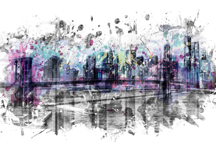 Fotomural Modern Art NEW YORK CITY Skyline Splashes