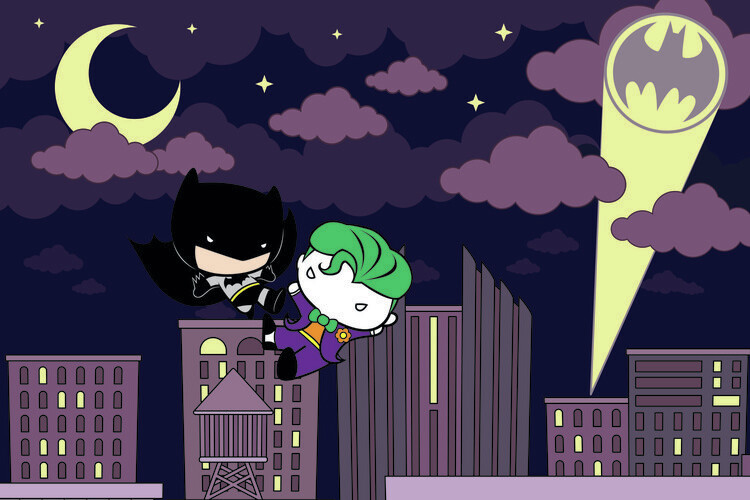 Batman and Joker - Chibi Fototapet