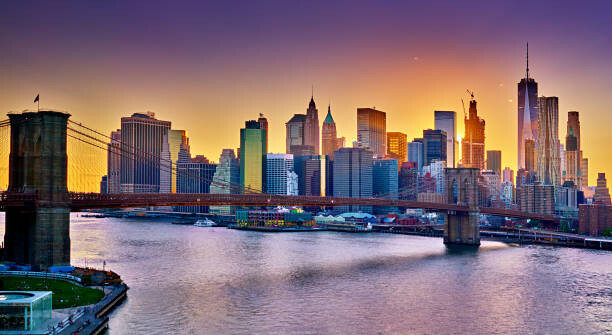 Fototapet New York City Manhattan Brooklyn Bridge skyline