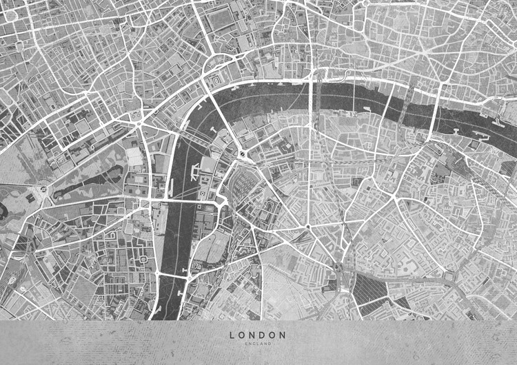 Fototapeta Gray vintage map of London downtown