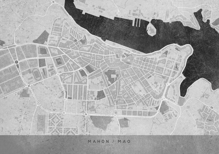 Fototapeta Gray vintage map of Mahon
