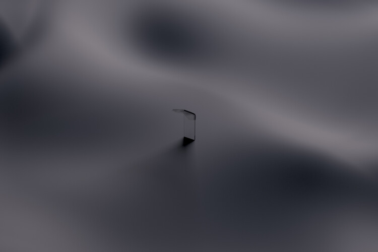 Fototapeta Render of a piece of glass alone in the desert with a cloth series 6
