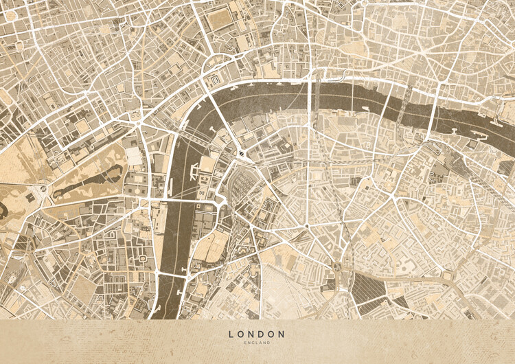 Fototapeta Sepia vintage map of London downtown