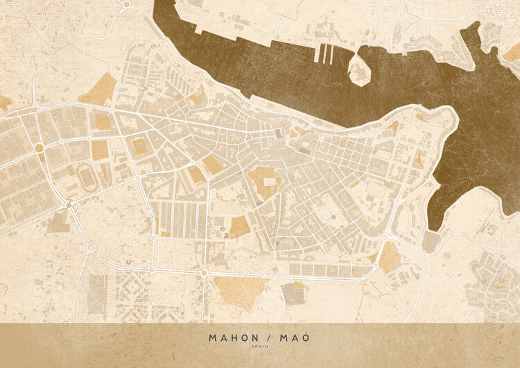 Fototapeta Sepia vintage map of Mahon