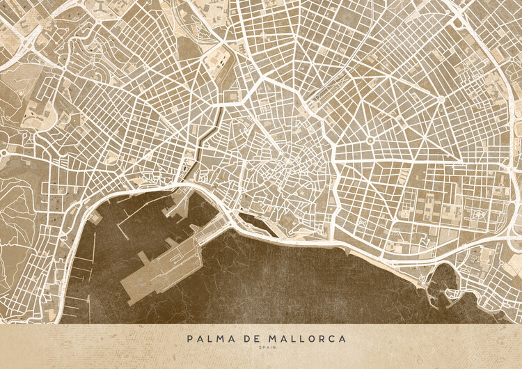 Fototapeta Sepia vintage map of Palma de Mallorca