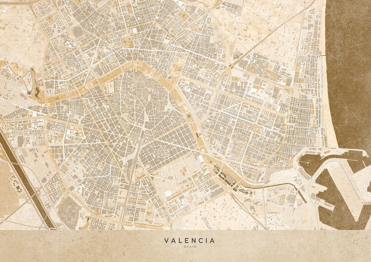Fototapeta Sepia vintage map of Valencia