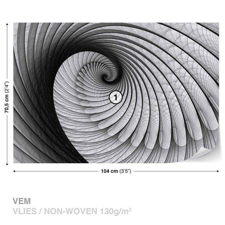Fototapete Vlies Tapete Abstraktes Wirbel schwarz-weiß Streifen Abstract Swirl 
