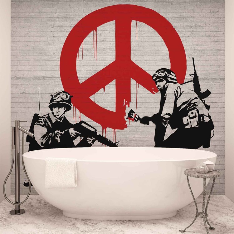 Fototapete Tapete Banksy Graffiti Krieg Frieden Bei Europosters Kostenloser Versand