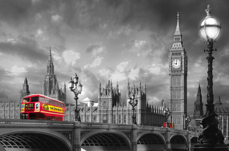 BUS ON WESTMINSTER BRIDGE Fototapete