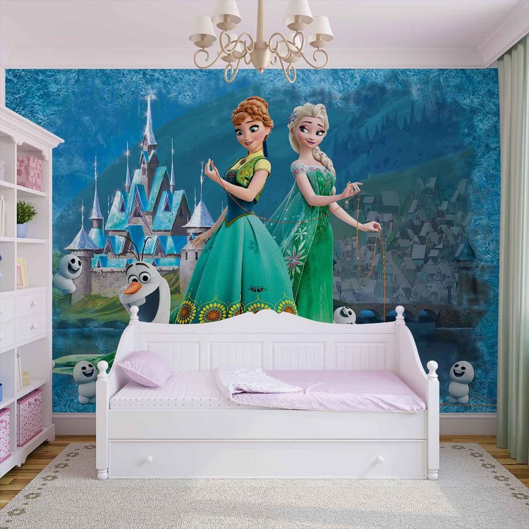 Riesiges Wandbild Tapete Eiskönigin 2 Disney Chlildren's Beedroom Blau Deko Elsa 