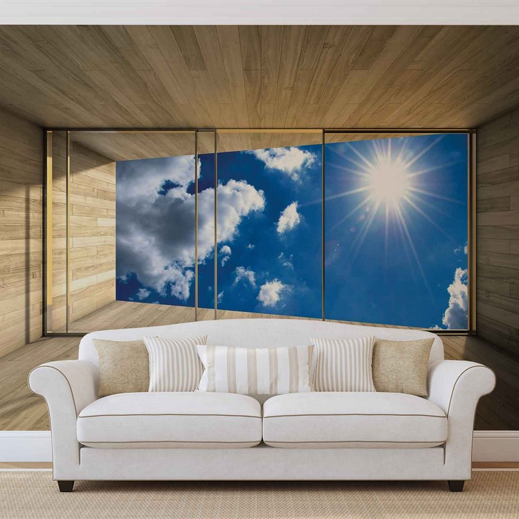 Fototapete Tapete Fenster Himmel Wolken Sonne Natur Bei Europosters Kostenloser Versand