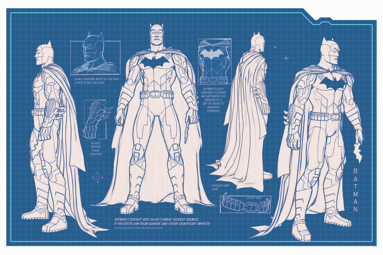 Batman - Batsuit blueprint Fototapet