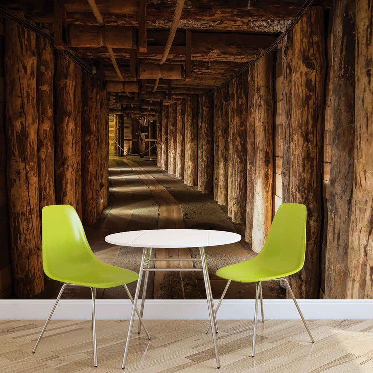 Wood Tunnel Mine Fototapet, Tapet på Europosters.dk