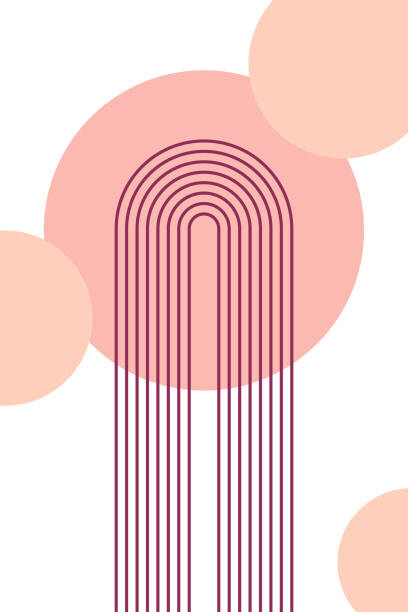 Fototapeta Abstract poster with boho arches and