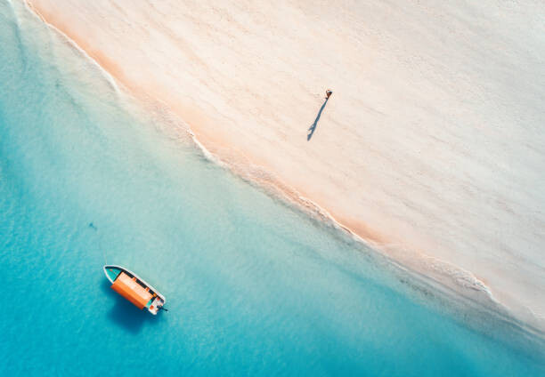 Fototapeta Aerial view of the fishing boat